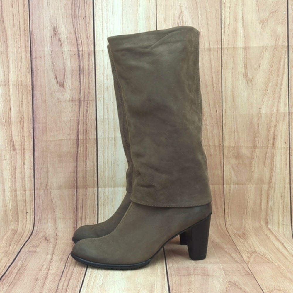 Paul Green Taupe Nubuck Heeled Boots Foldover Style US 6.5/UK 4